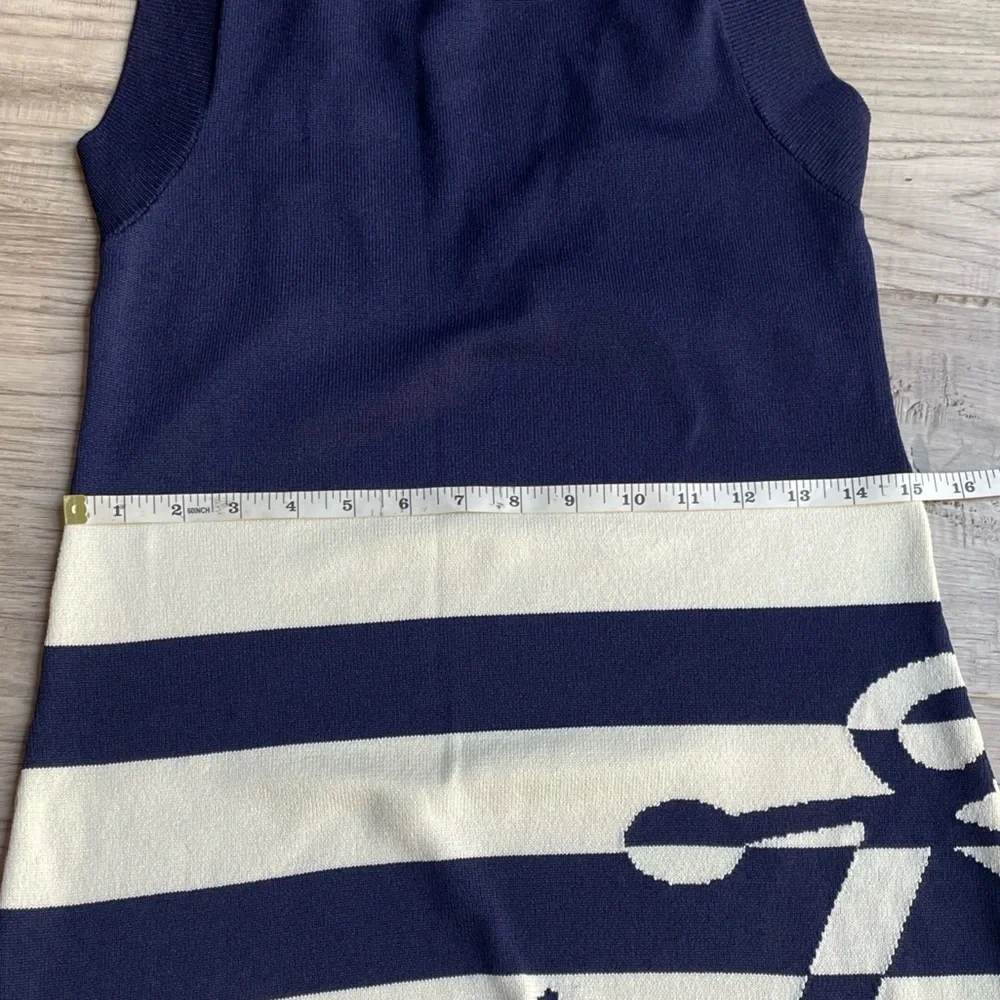 Anthropologie Knit Tank Dress Striped With Anchor Image Navy/Off White SZ MP